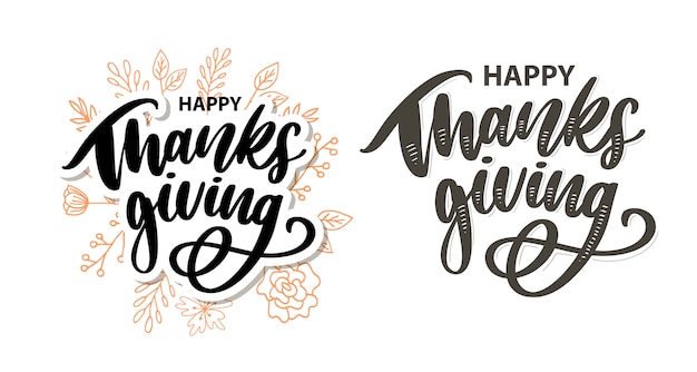 Happy thanksgiving borstel hand belettering, geïsoleerd. schoonschrift