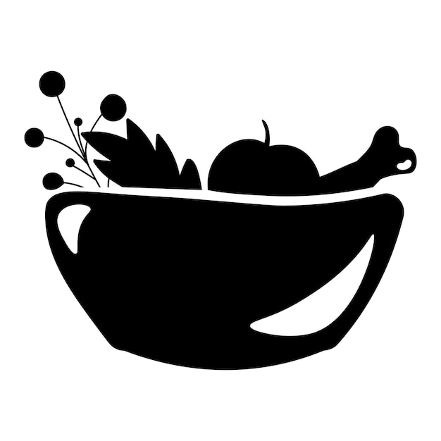 Vector happy thanksgiving bowl of holiday food silhouette