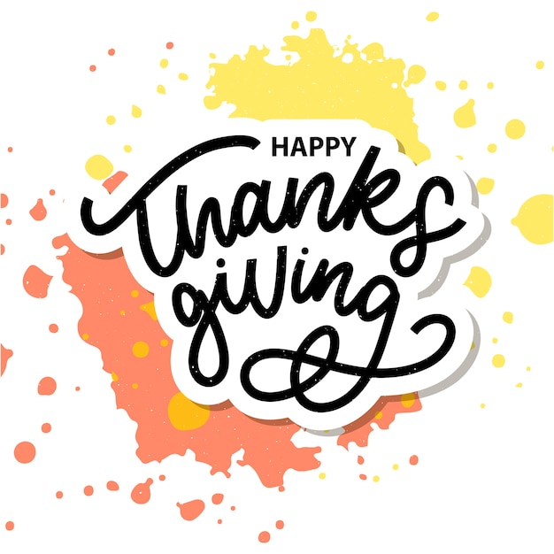 Happy thanksgiving brush hand lettering, isolated