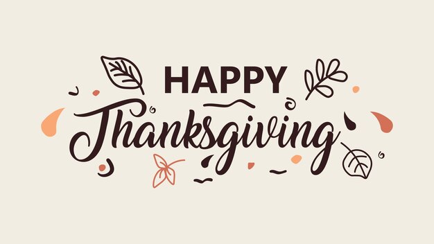 Happy thanksgiving card hand drawn lettering design vector illustration