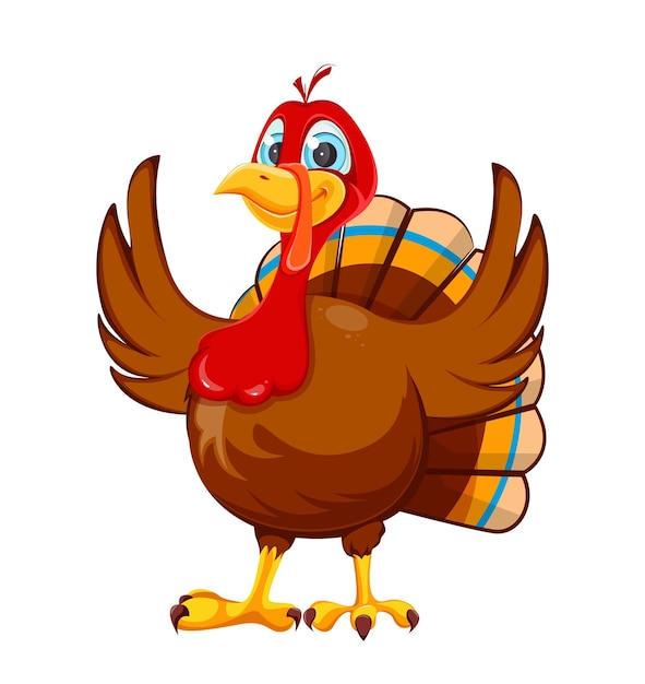 Happy thanksgiving cartoon character turkey bird