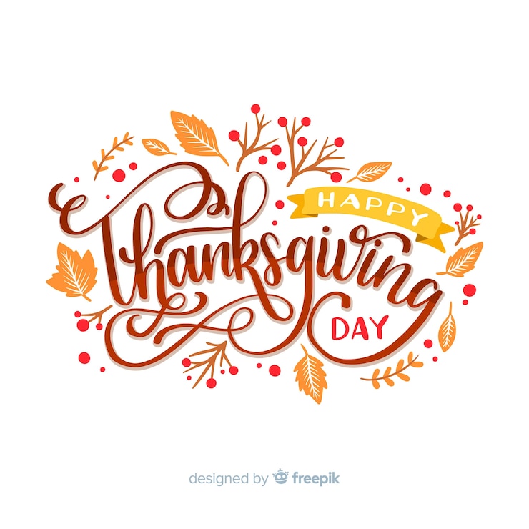 Vector happy thanksgiving concept met letters