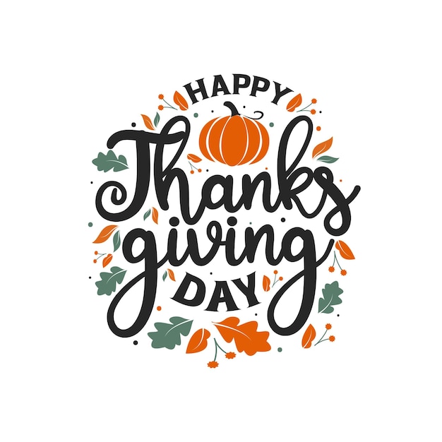 Happy Thanksgiving Day background design with dried leaves