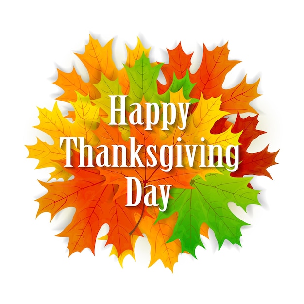 Vector happy thanksgiving day background with leaves