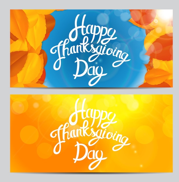 Happy thanksgiving day background with shiny autumn natural leaves. vector illustration eps10