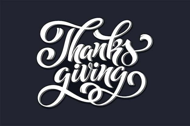 Vector happy thanksgiving day banner met handgeschreven letters