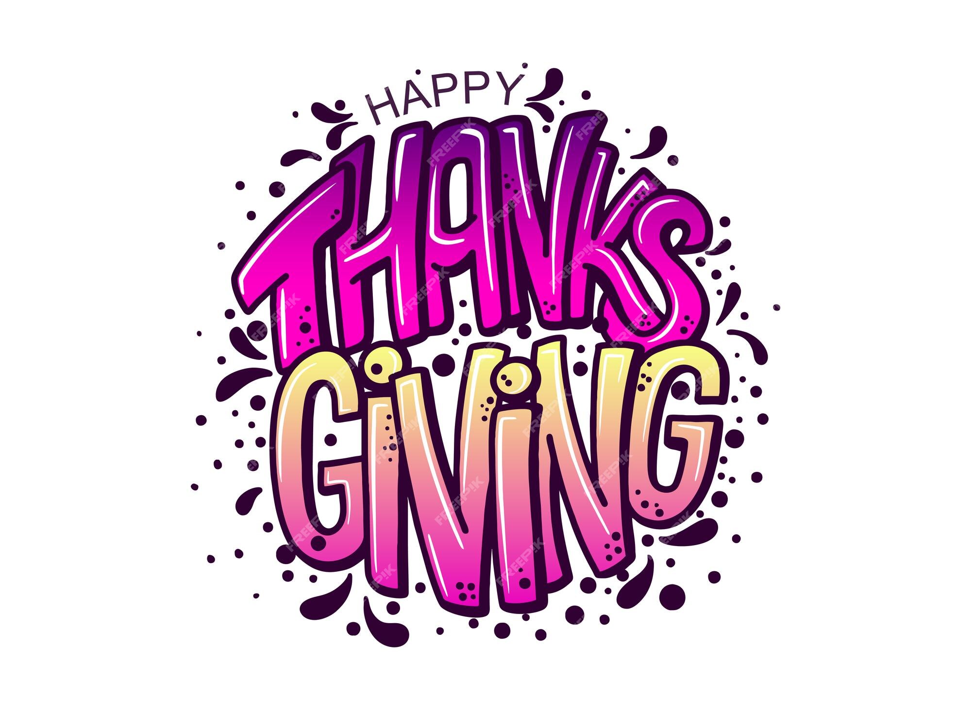 Hand drawn Happy Thanksgiving Day poster design. Autumn greeting card. Fall  colorful leaves and lettering Happy Thanksgiving Day on white background.  Celebration typography banner. Vector illustration 8969817 Vector Art at  Vecteezy