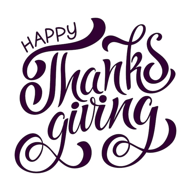 Vector happy thanksgiving day banner with handwritten lettering