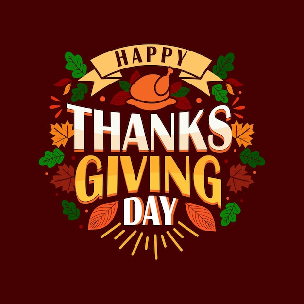 Vector happy thanksgiving day belettering ontwerp voor wenskaart