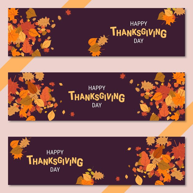 Vector happy thanksgiving day cartoon stijl vector banners sjabloon collectie