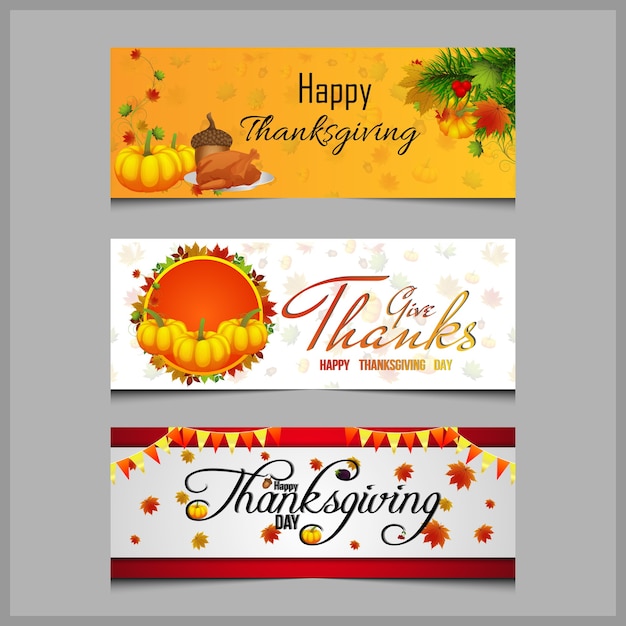 Vector happy thanksgiving day celebration banner or header