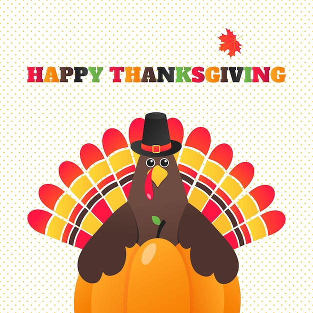 Vector happy thanksgiving day flat style design poster vector illustration