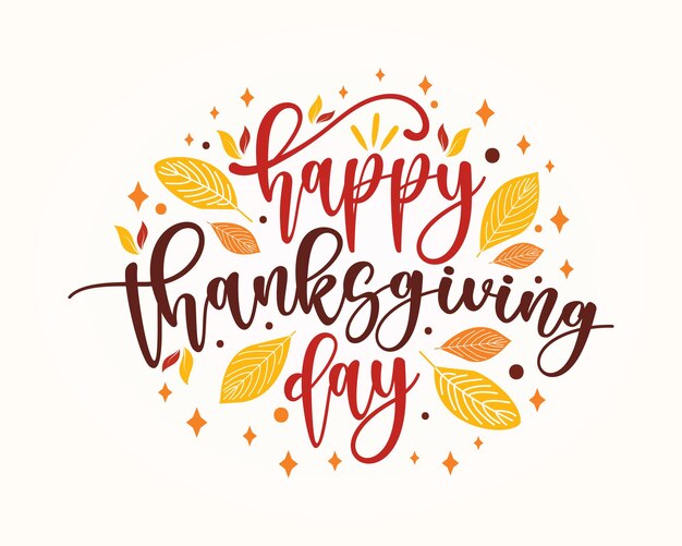 Happy thanksgiving day flat typography design