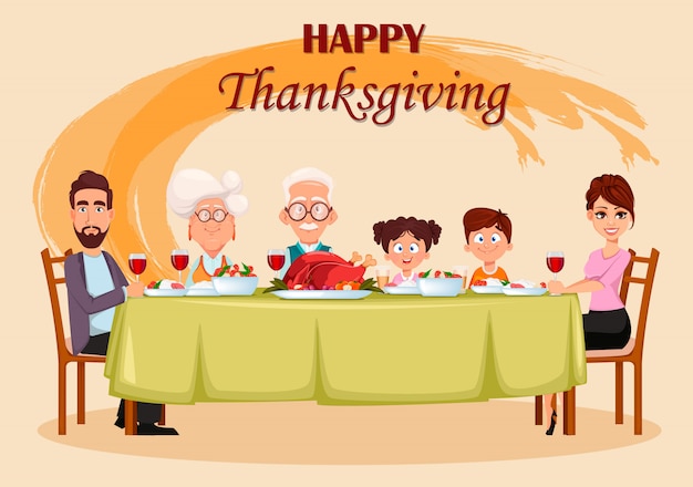 Happy Thanksgiving Day. Gelukkig gezin