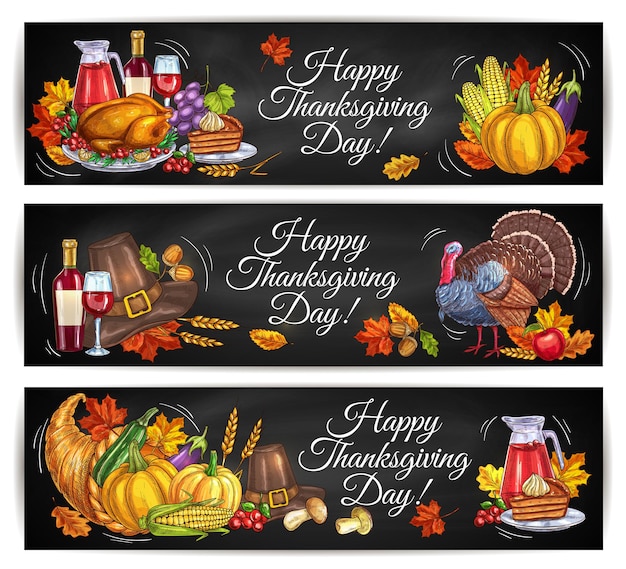 Happy thanksgiving day groet banners