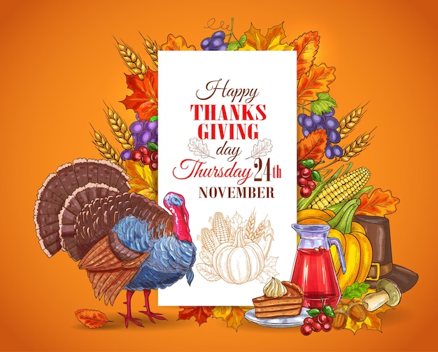 Vector happy thanksgiving day groet ontwerp