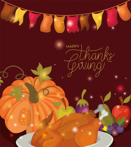 Vector happy thanksgiving day kaart