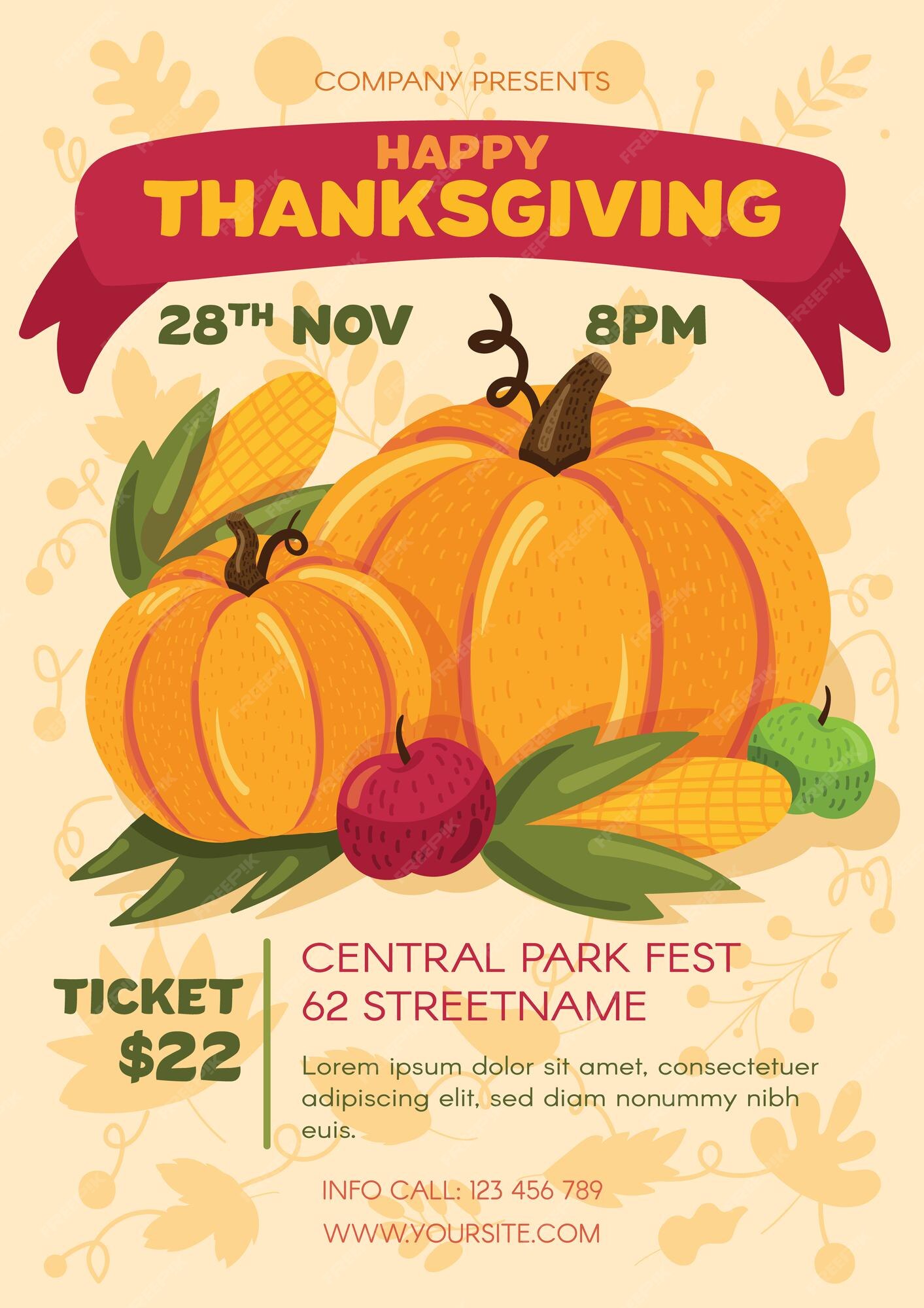 Happy Thanksgiving Day Poster Design Template