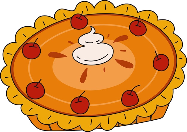 Happy Thanksgiving Day Pumpkin Pie Slice Rustiek Illustratie Grafisch Element