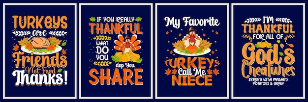 Happy thanksgiving day t-shirt design set