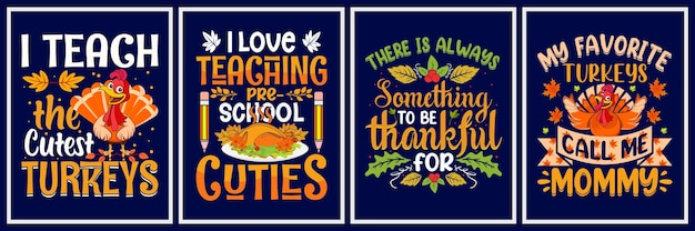 Happy thanksgiving day t-shirt ontwerpset