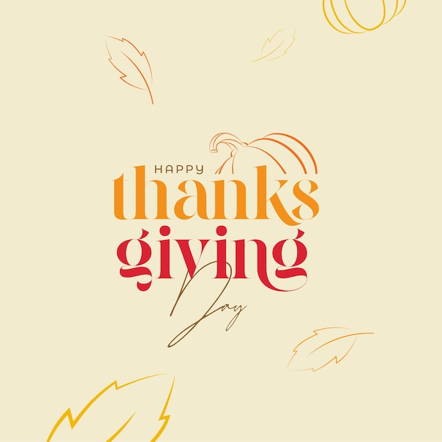 Happy thanksgiving day typografische groet achtergrond ontwerpsjabloon