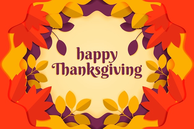 Happy thanksgiving design illustration in paper art cut style