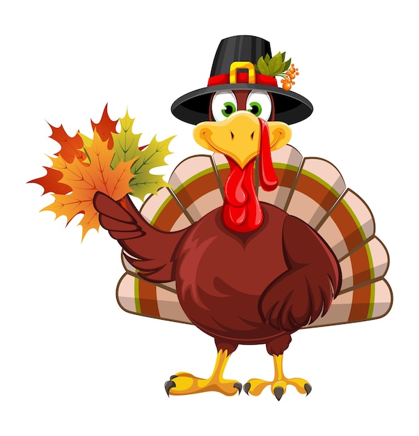 Vector happy thanksgiving grappige thanksgiving turkije vogel