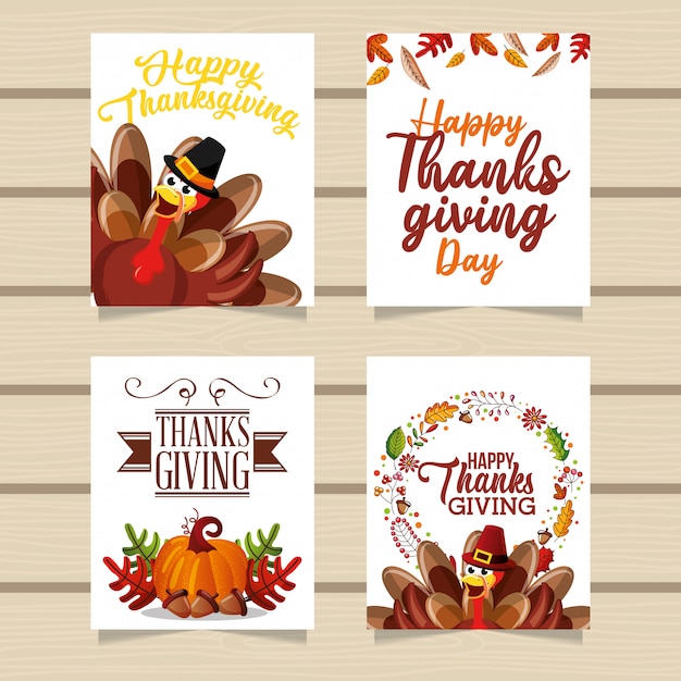 Вектор Поздравительные открытки с днем благодарения