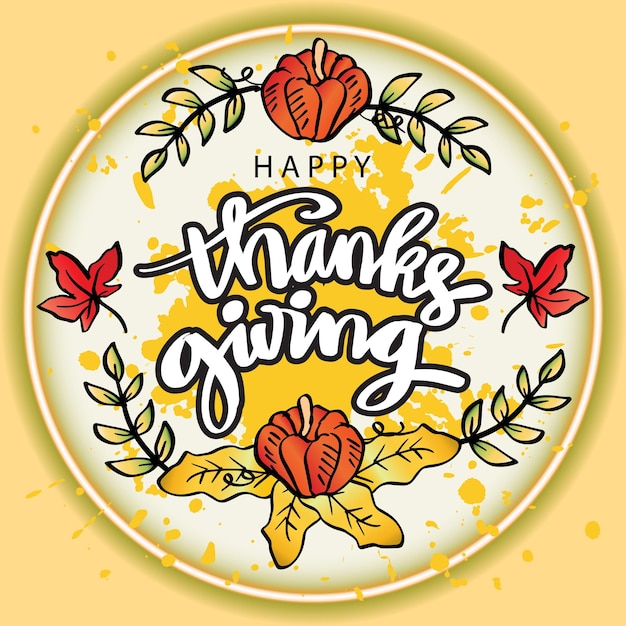 Happy thanksgiving hand lettering greeting card
