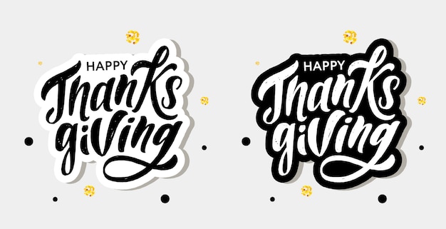 Happy thanksgiving lettering calligraphy brush text holiday sticker