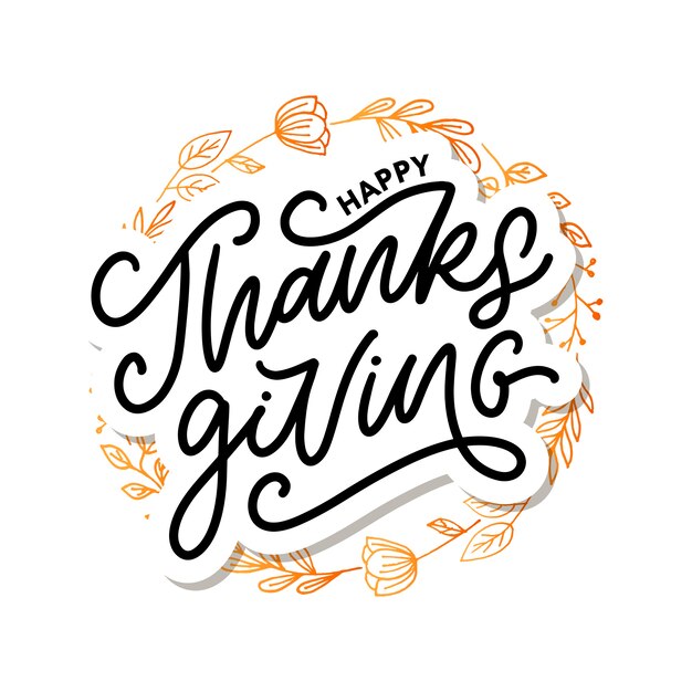 Happy thanksgiving lettering calligraphy text brush