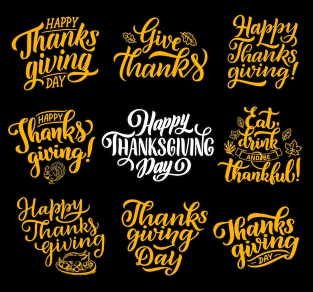 Happy Thanksgiving lettering greeting cards