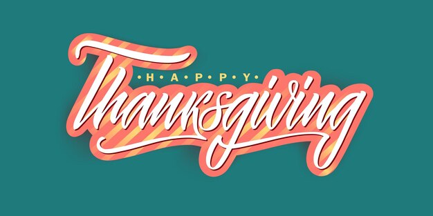 Happy Thanksgiving lettering. Hand drawn vector autumn calligraphy.