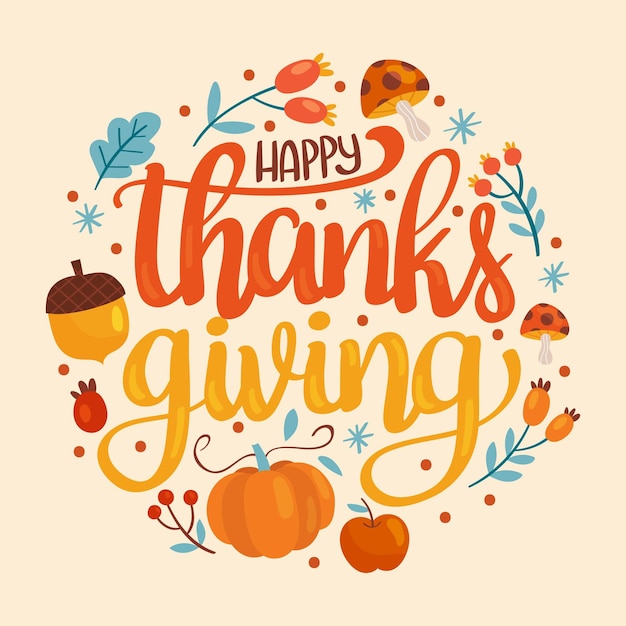 Vector happy thanksgiving lettering