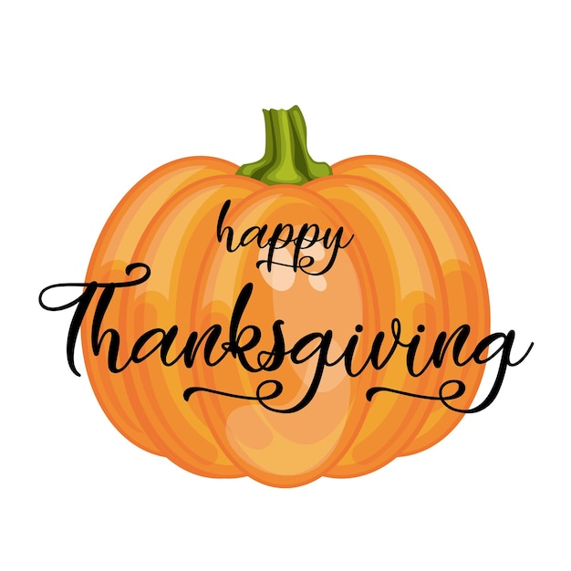 Happy thanksgiving-letters op pompoenachtergrond vectorillustratie