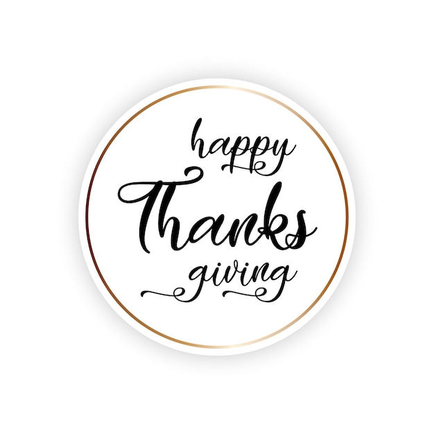 Happy Thanksgiving-letters op ronde banner met gouden slag Vectorillustratie