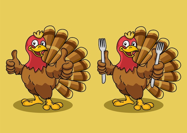 Happy Thanksgiving mascot set