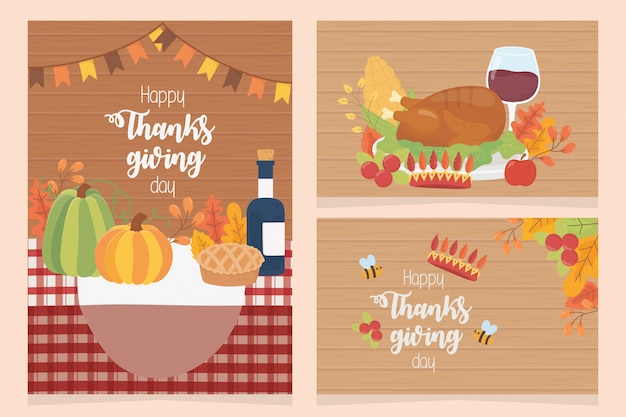 Happy thanksgiving posters collectie diner viering seizoen