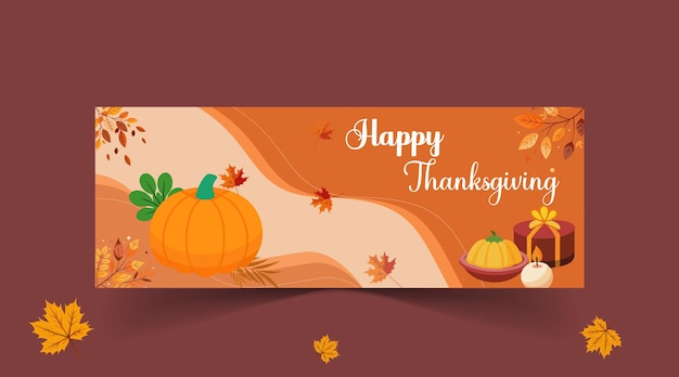 happy thanksgiving social media banner template
