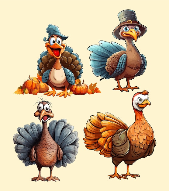 Happy thanksgiving turkey bird collection