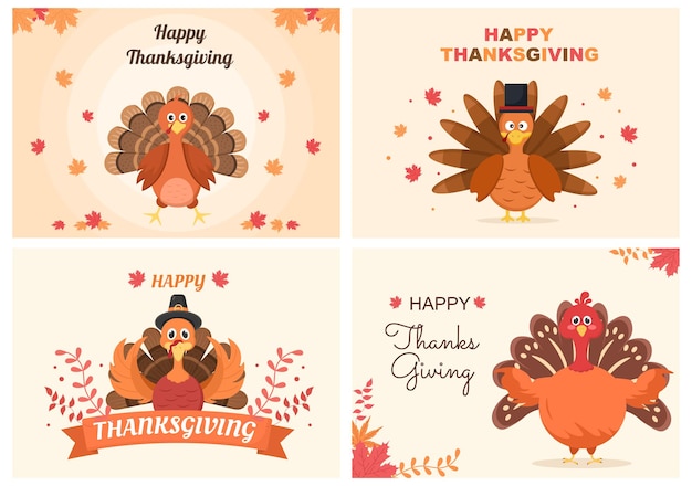 Vector happy thanksgiving with cartoon turkey vector illustration