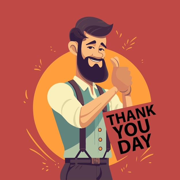 Happy Thankyou day flat vector design