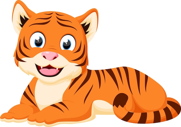 Vector happy tiger cartoon ontspannen