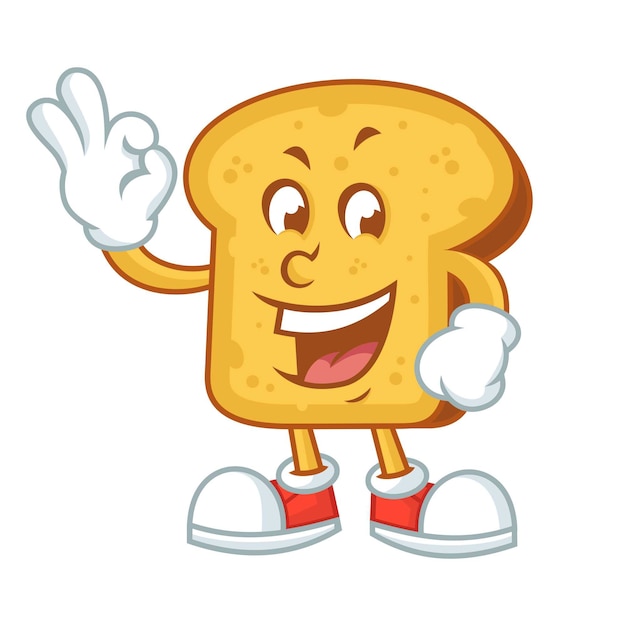 Vector happy toast mascot design