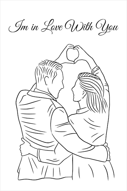 Premium Vector  Set bundle line art drawing simple couple love