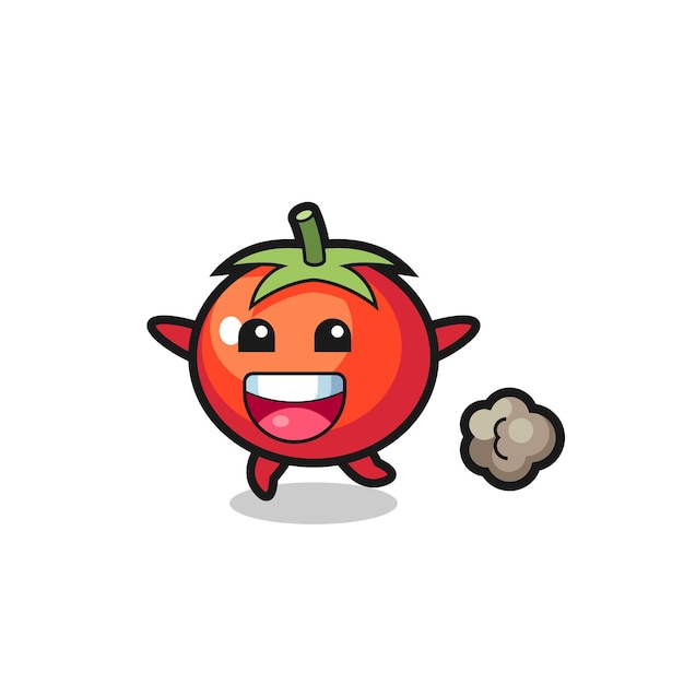 Vector the happy tomatoes cartoon with running pose , cute style design for t shirt, sticker, logo element