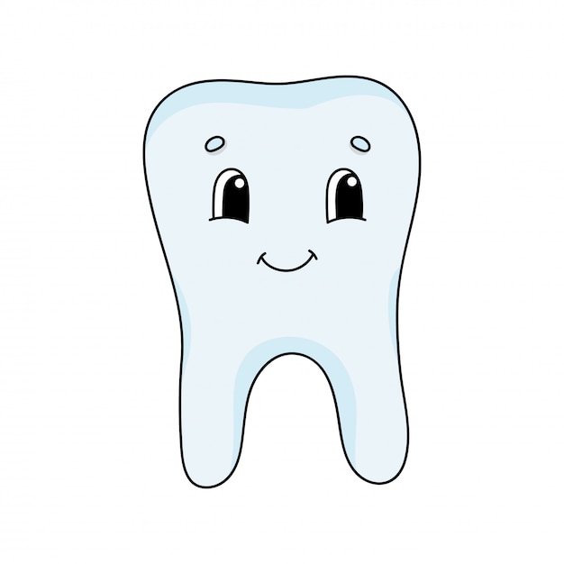 Happy tooth. Cute illustration in childish cartoon .