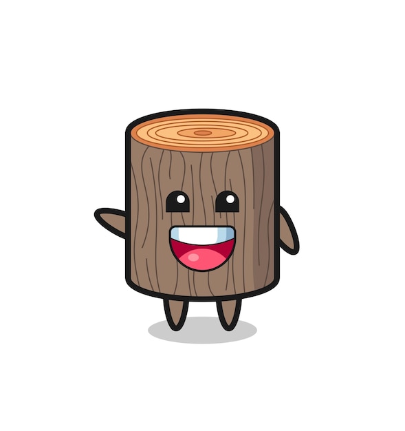 Happy tree stump cute mascot character