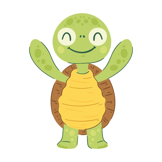 幸せなカメのイラスト